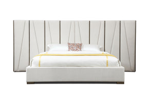 Nixa - Modern Beige Velvet + Brushed Bronze Bed-queen - View Image 1