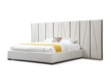Nixa - Modern Beige Velvet + Brushed Bronze + Birch Bed + Nightstands-queen - View Image 1