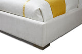 Nixa - Modern Beige Velvet + Brushed Bronze + Birch Bed + Nightstands-queen - View Image 1