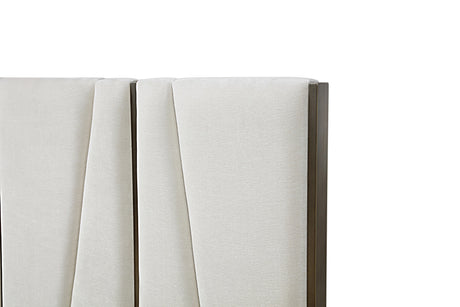 Nixa - Modern Beige Velvet + Brushed Bronze Bed-queen - View Image 1