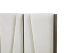 Nixa - Modern Beige Velvet + Brushed Bronze + Birch Bed + Nightstands-queen - View Image 1