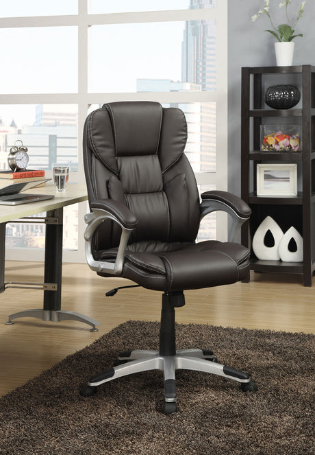 Office Chair - Kaffir Adjustable Height Office Chair Dark Brown and Silver