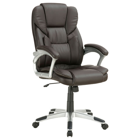 Office Chair - Kaffir Adjustable Height Office Chair Dark Brown and Silver