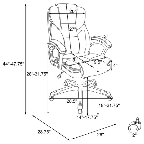 Office Chair - Kaffir Adjustable Height Office Chair Dark Brown and Silver