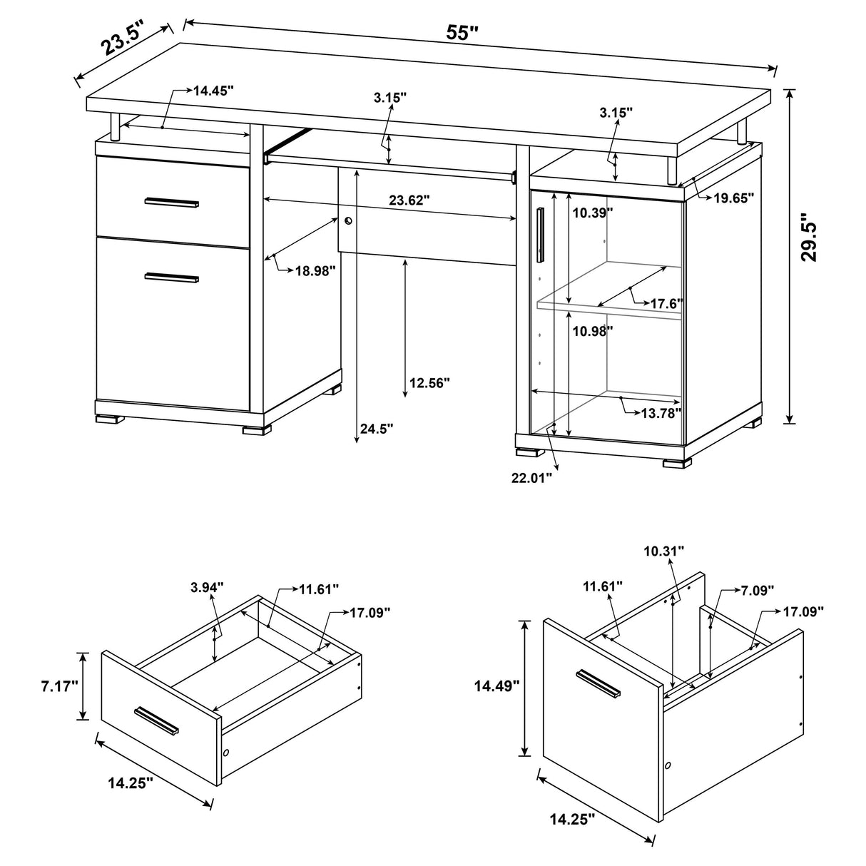 Computer Desk - Tracy 2-drawer Computer Desk Cappuccino