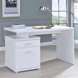 Computer Desk - Irving 2-drawer Office Desk with Cabinet White