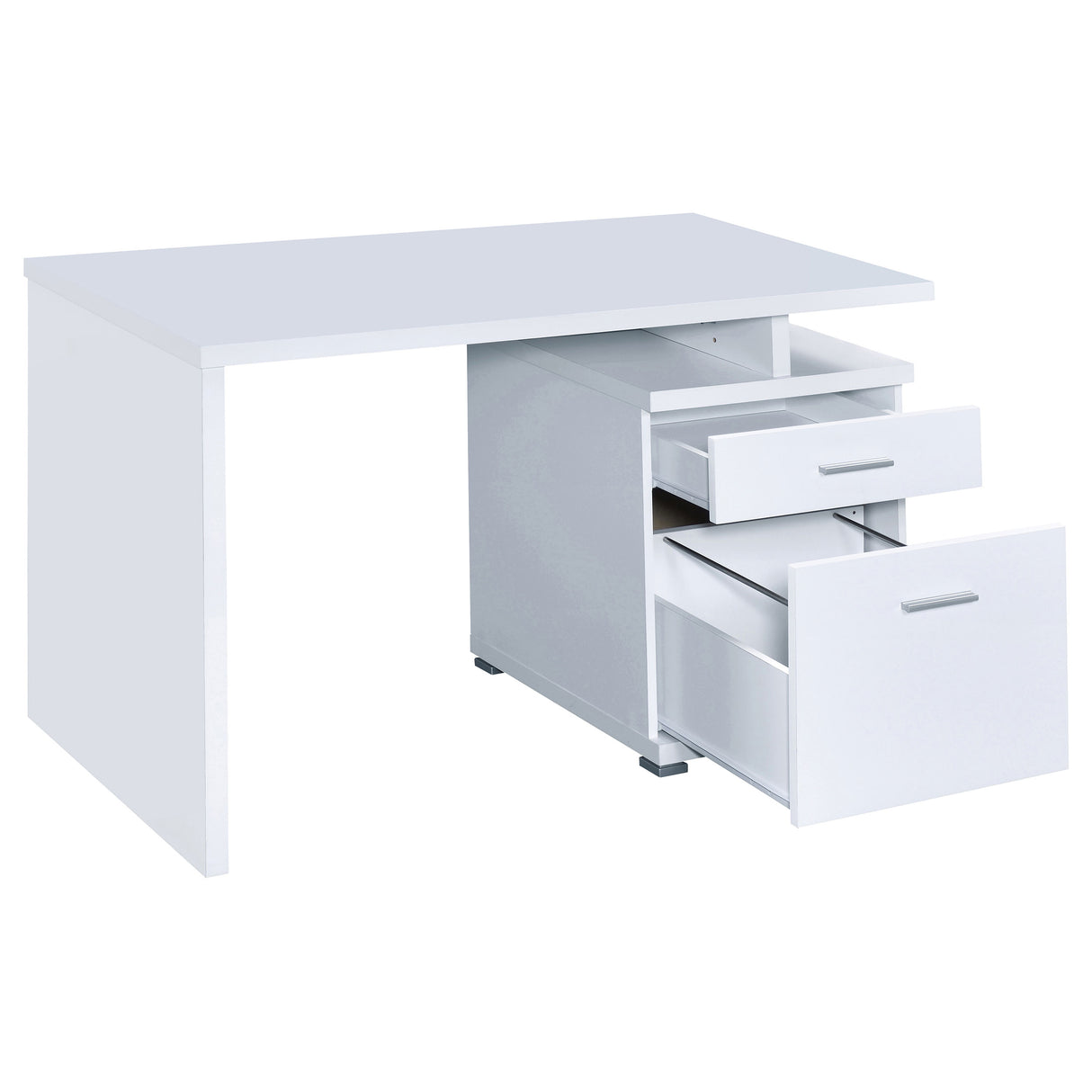 Computer Desk - Irving 2-drawer Office Desk with Cabinet White