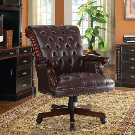 Office Chair - Calloway Tufted Adjustable Height Office Chair Dark Brown