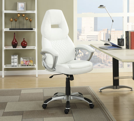 Office Chair - Bruce Adjustable Height Office Chair White and Silver