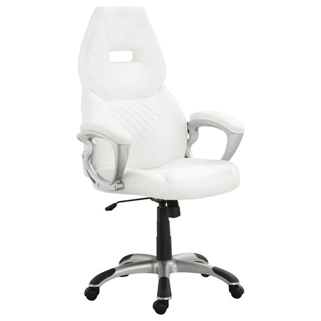 Office Chair - Bruce Adjustable Height Office Chair White and Silver