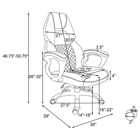 Office Chair - Bruce Adjustable Height Office Chair White and Silver