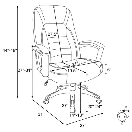 Dione Adjustable Height Office Chair Black | Coaster - 800209 - Home Elegance USA - 6