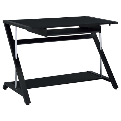 Computer Desk - Mallet Computer Desk with Bottom Shelf Black