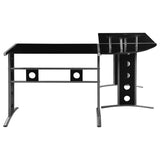 L-Shape Desk - Keizer 3-piece L-shape Office Desk Set Black and Silver