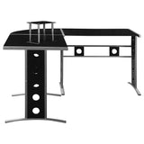 L-Shape Desk - Keizer 3-piece L-shape Office Desk Set Black and Silver