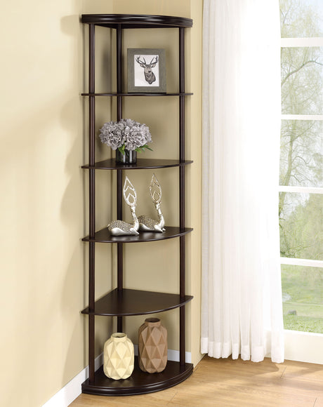 Corner Bookcase - Bonwick 5-shelf Corner Bookshelf Cappuccino