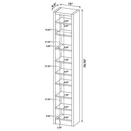 Bookcase - Eliam Rectangular Bookcase with 2 Fixed Shelves Cappuccino