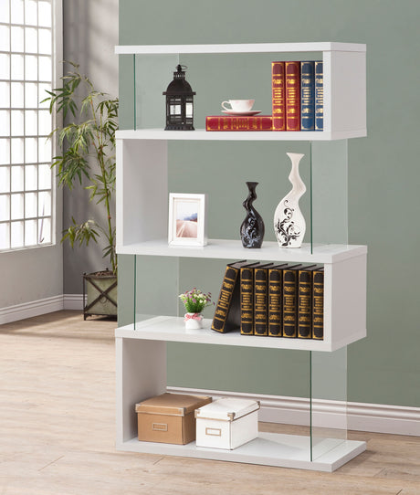 Bookcase - Emelle 4-tier Bookcase White and Clear