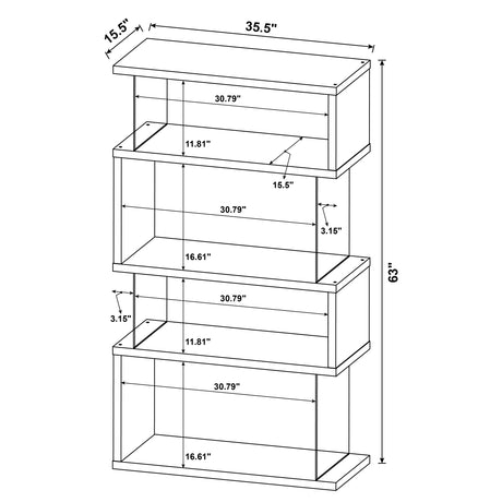 Bookcase - Emelle 4-tier Bookcase White and Clear