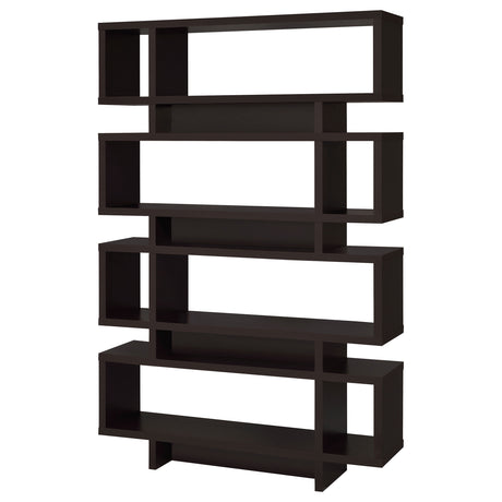 Bookcase - Reid 4-tier Open Back Bookcase Cappuccino