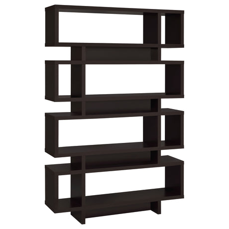 Bookcase - Reid 4-tier Open Back Bookcase Cappuccino