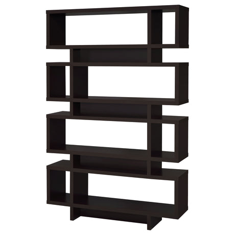 Bookcase - Reid 4-tier Open Back Bookcase Cappuccino