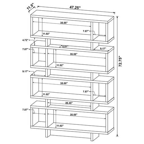 Bookcase - Reid 4-tier Open Back Bookcase White