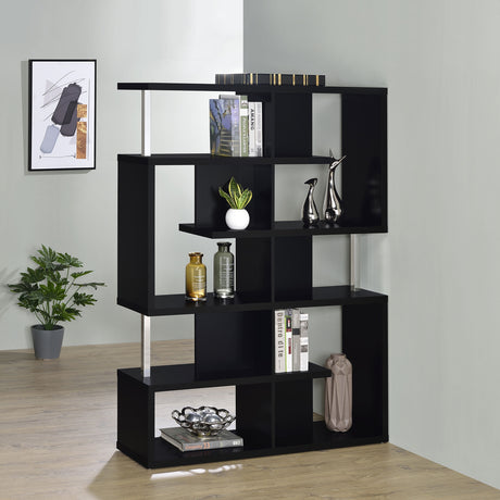 Bookcase - Hoover 5-tier Bookcase Black and Chrome