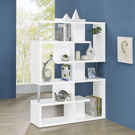 Bookcase - Hoover 5-tier Bookcase White and Chrome