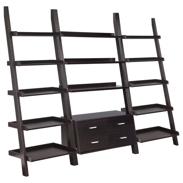 Colella 3 - piece Storage Ladder Bookcase Set Cappuccino | Coaster | Home Elegance USA