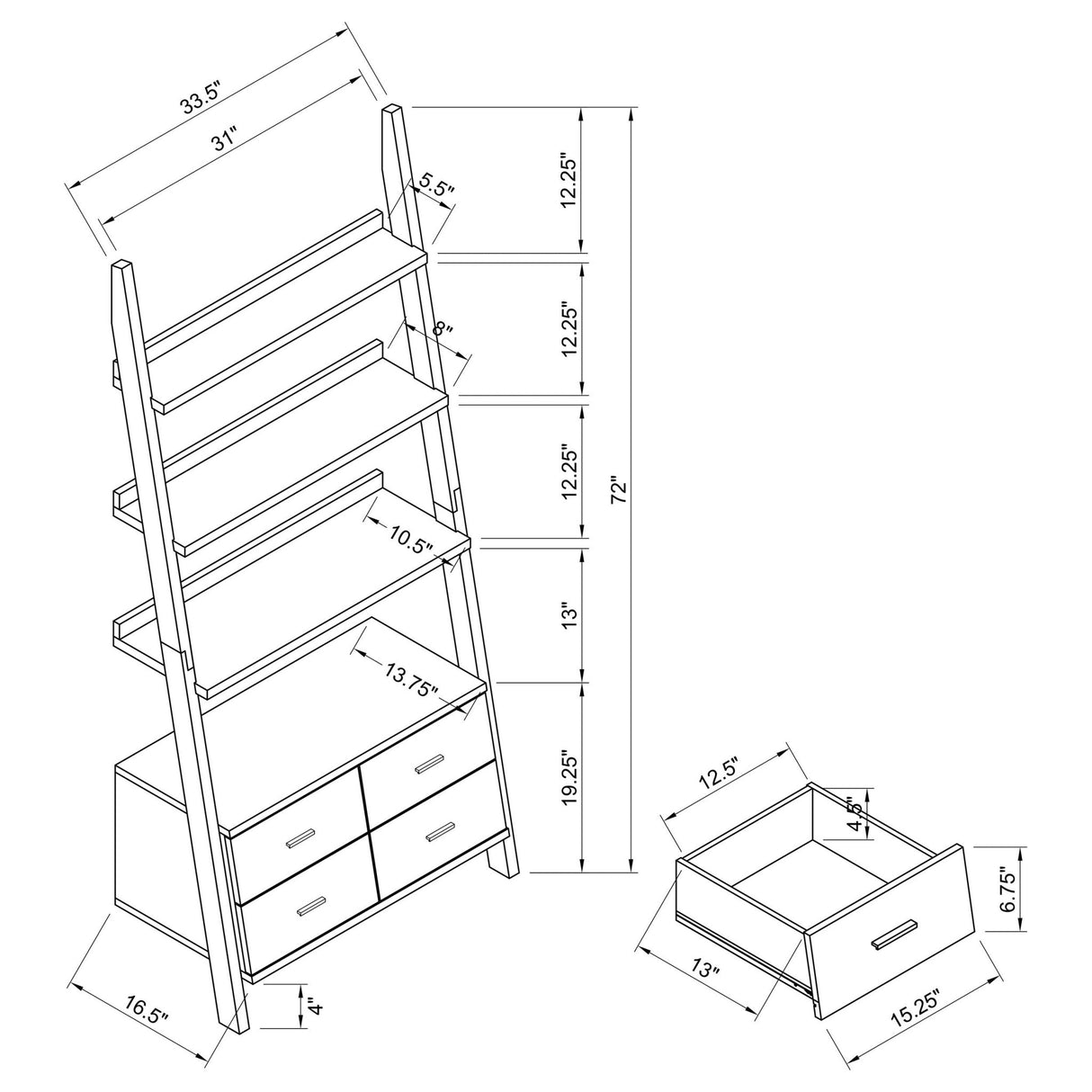 Colella 3 - piece Storage Ladder Bookcase Set Cappuccino | Coaster | Home Elegance USA