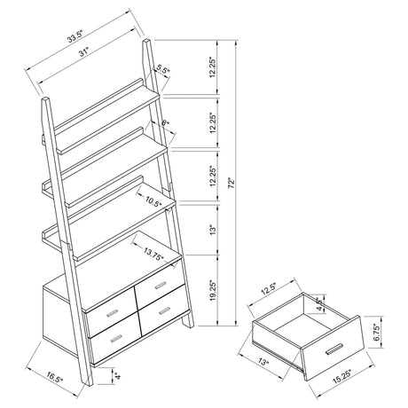 Colella 3 - piece Storage Ladder Bookcase Set Cappuccino - 800319 - S3 - image - 7