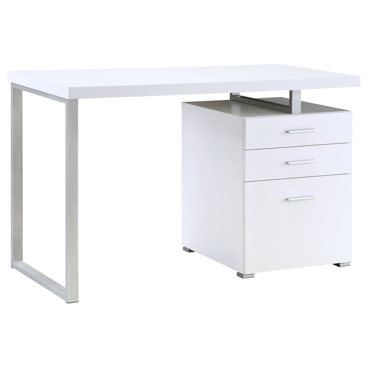 Brennan 3 - drawer Office Desk White | Coaster - 800325 - Home Elegance USA - 3