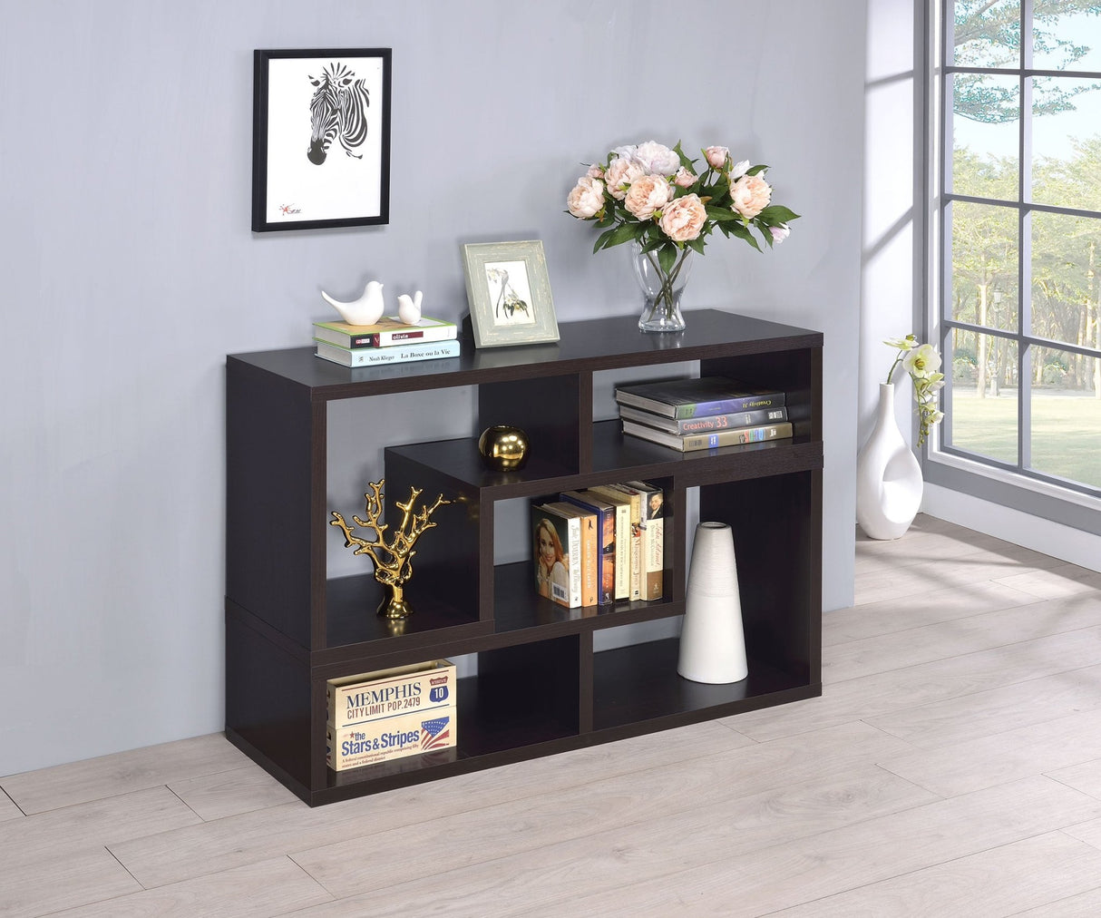 Bookcase / Tv Stand - Velma Convertible TV Console and Bookcase Cappuccino | Coaster - 800329 - Home Elegance USA - 2