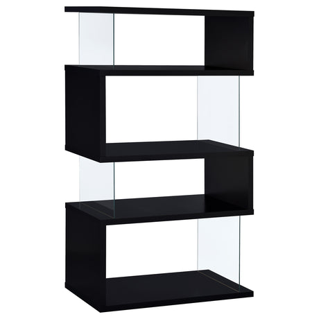 Bookcase - Emelle 4-tier Bookcase Black and Clear