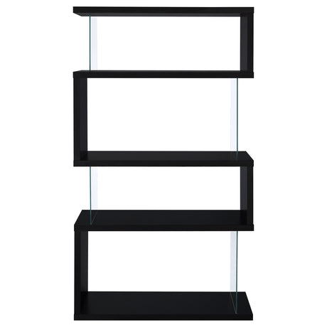 Bookcase - Emelle 4-tier Bookcase Black and Clear