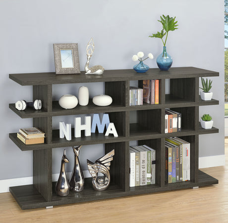 Console Bookcase - Santos 3-tier Bookcase Weathered Grey