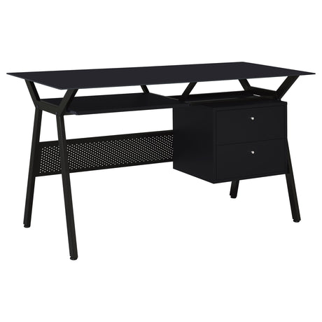 Computer Desk - Weaving 2-drawer Computer Desk Black