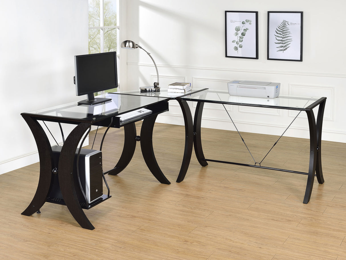 L-Shape Desk - Monterey 3-piece L-shaped Computer Desk Set Cappuccino