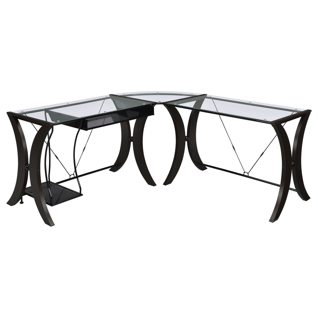 L-Shape Desk - Monterey 3-piece L-shaped Computer Desk Set Cappuccino