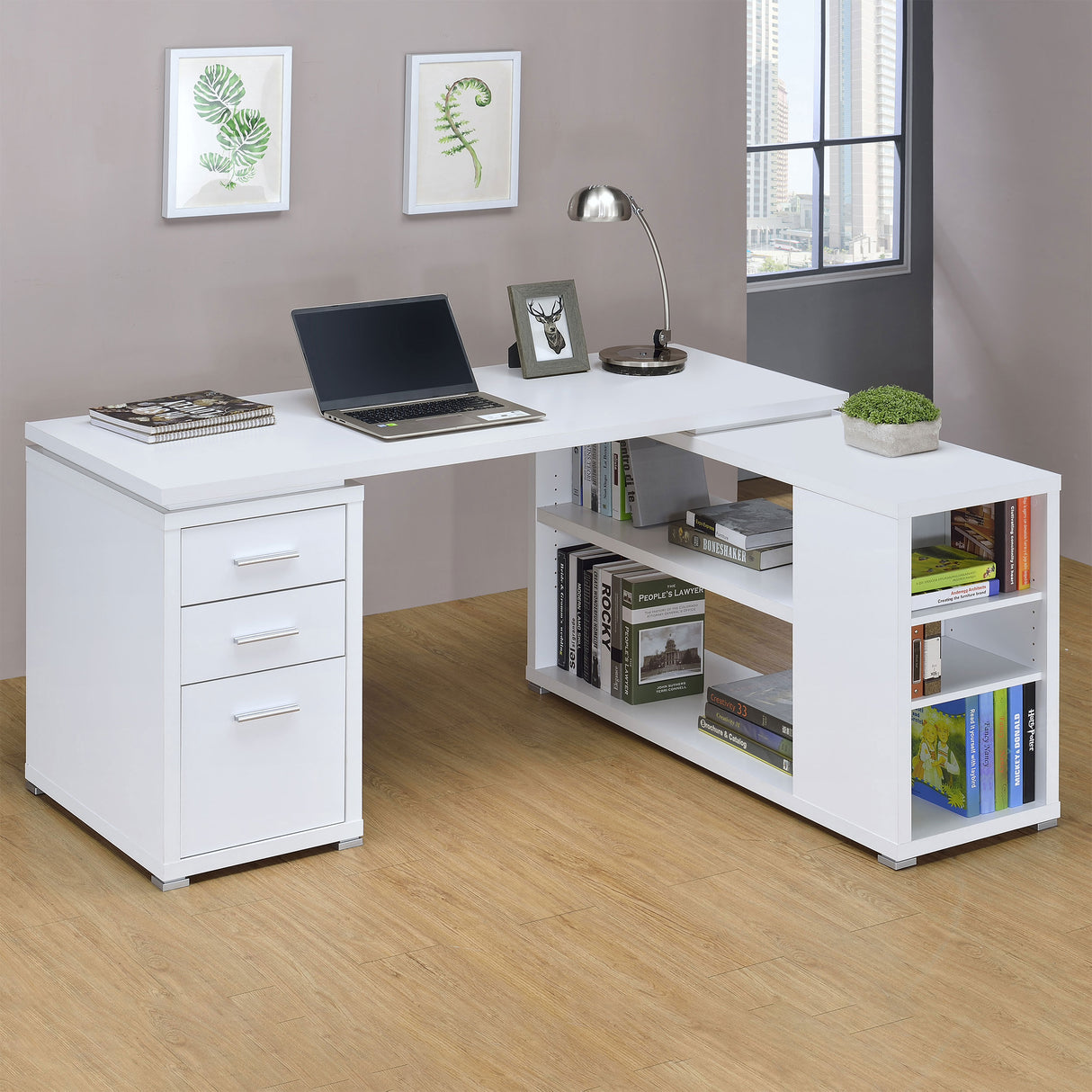 L-Shape Desk - Yvette L-shape Office Desk White