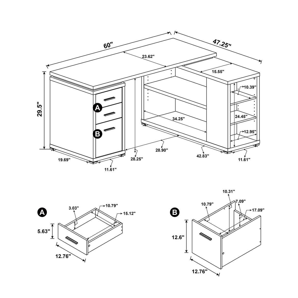 L-Shape Desk - Yvette L-shape Office Desk Cappuccino