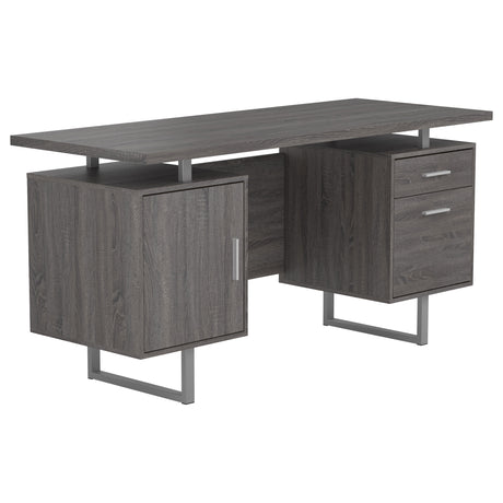 Computer Desk - Lawtey Floating Top Office Desk Weathered Grey