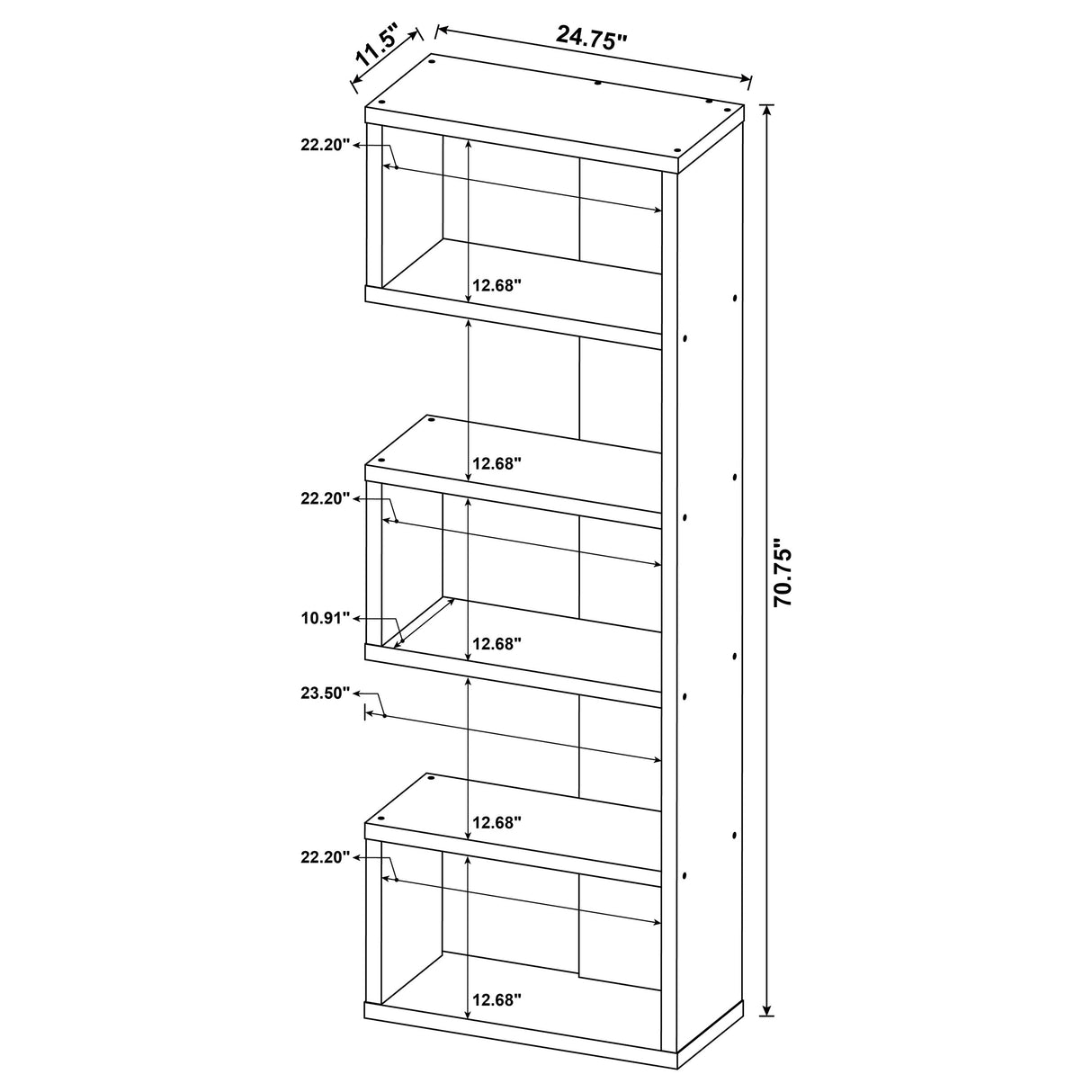 Bookcase - Joey 5-tier Bookcase Weathered Grey