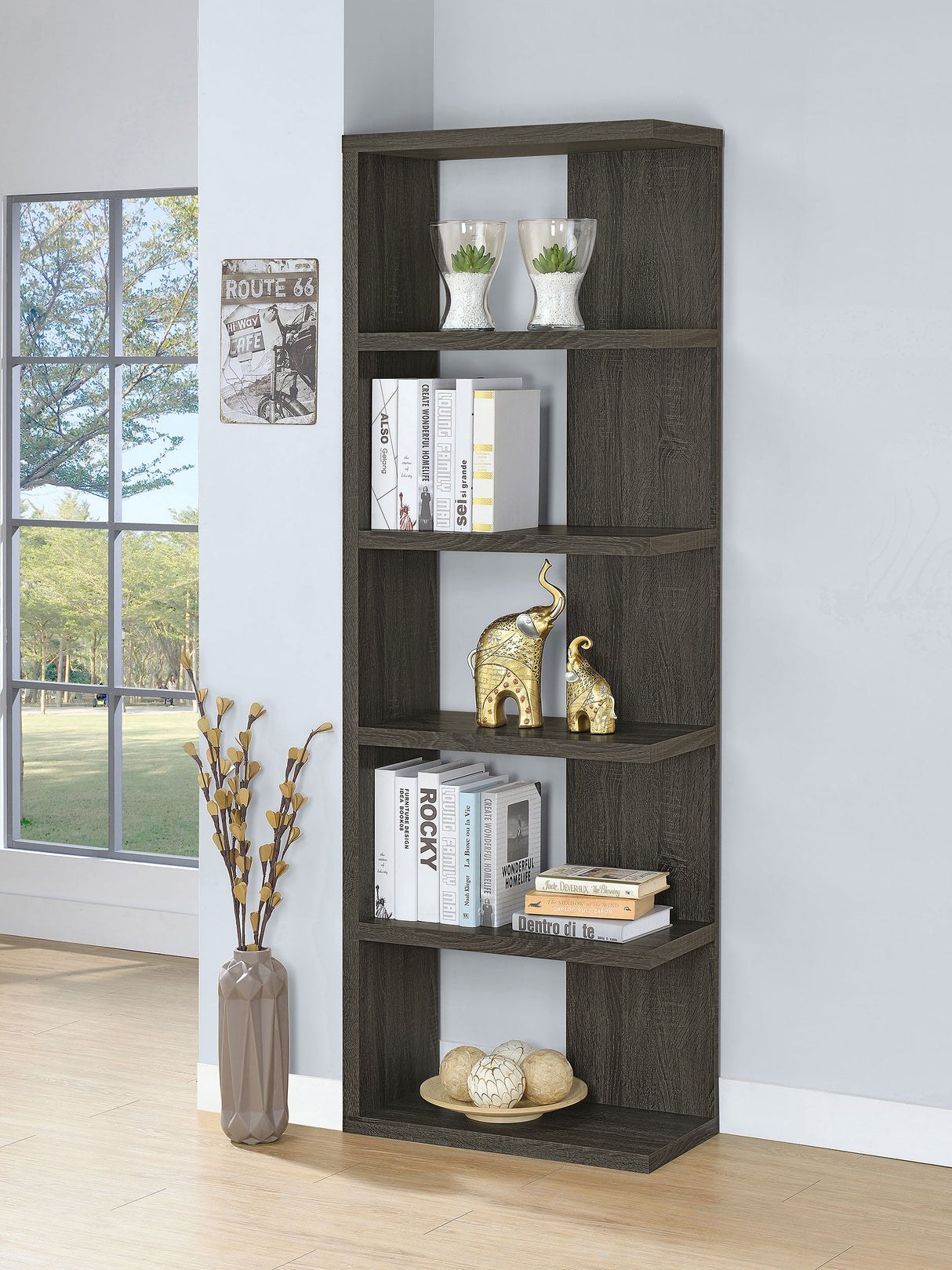 Bookcase - Harrison 5-tier Bookcase Weathered Grey