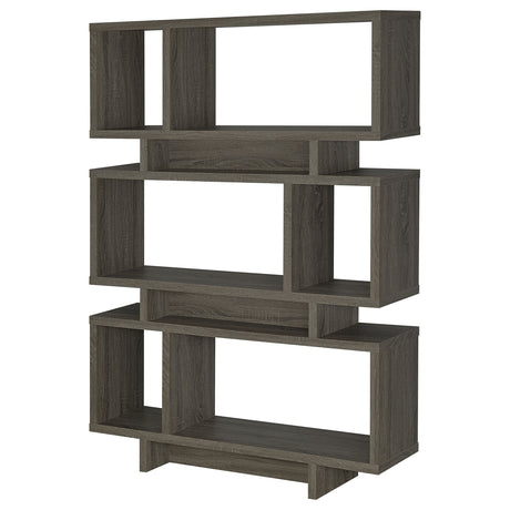 Bookcase - Reid 3-tier Geometric Bookcase Weathered Grey