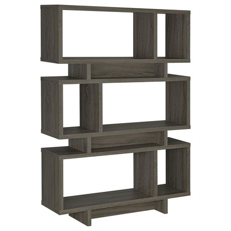 Bookcase - Reid 3-tier Geometric Bookcase Weathered Grey