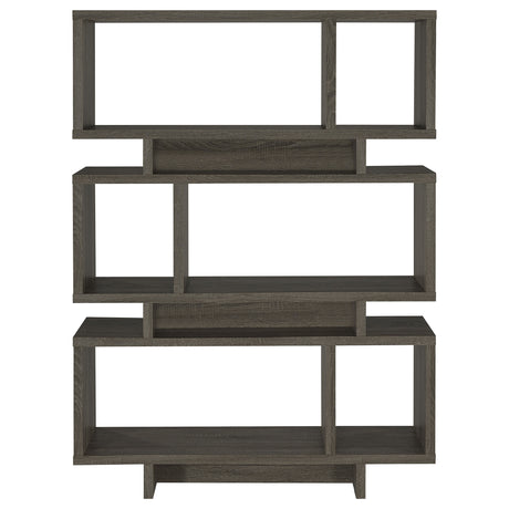 Bookcase - Reid 3-tier Geometric Bookcase Weathered Grey