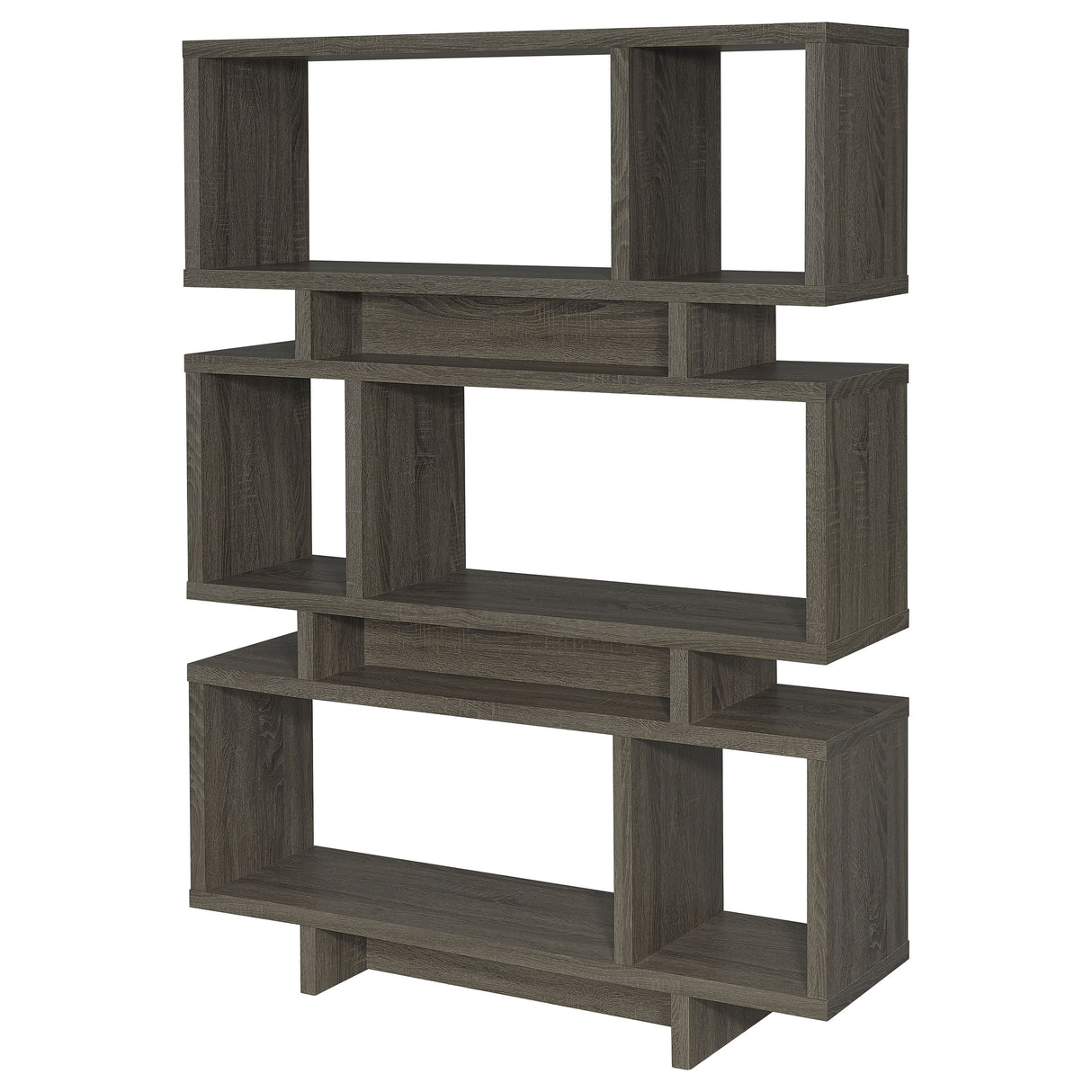 Bookcase - Reid 3-tier Geometric Bookcase Weathered Grey