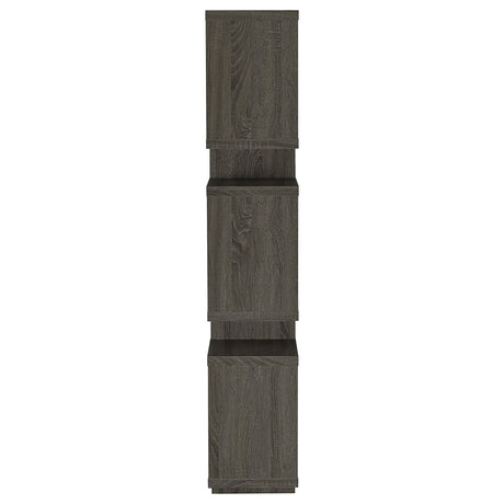 Bookcase - Reid 3-tier Geometric Bookcase Weathered Grey